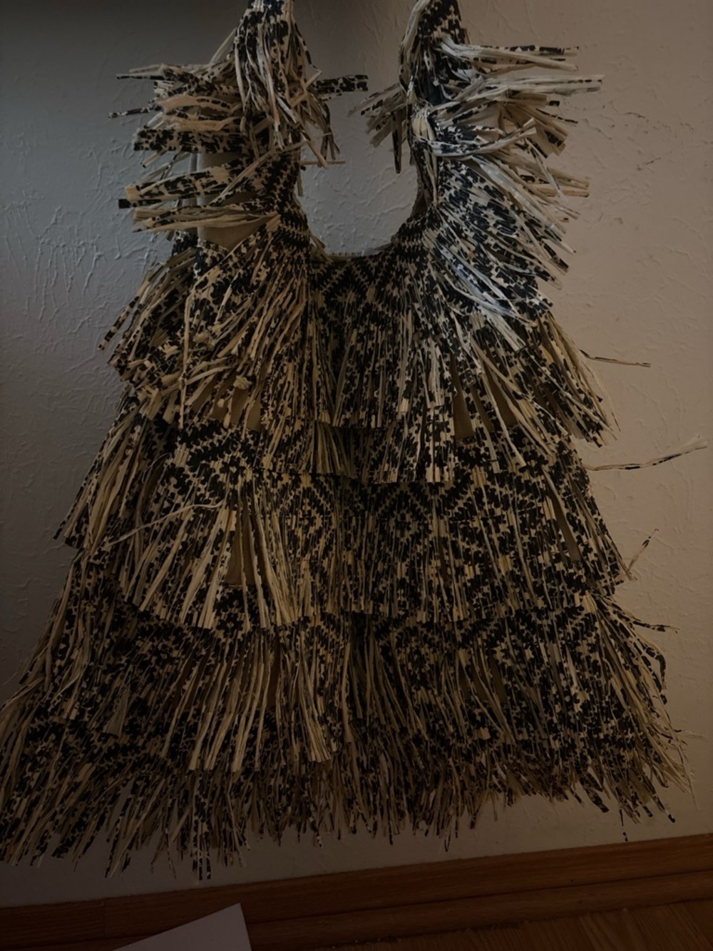 Free People Black and Cream Fringe Tote